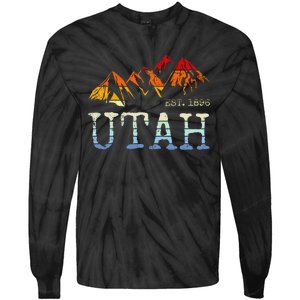 Utah Sunset Mountain Home Est 1896 Cool Hiking Tie-Dye Long Sleeve Shirt