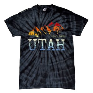 Utah Sunset Mountain Home Est 1896 Cool Hiking Tie-Dye T-Shirt