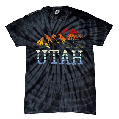 Utah Sunset Mountain Home Est 1896 Cool Hiking Tie-Dye T-Shirt