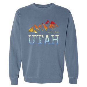 Utah Sunset Mountain Home Est 1896 Cool Hiking Garment-Dyed Sweatshirt