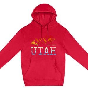 Utah Sunset Mountain Home Est 1896 Cool Hiking Premium Pullover Hoodie