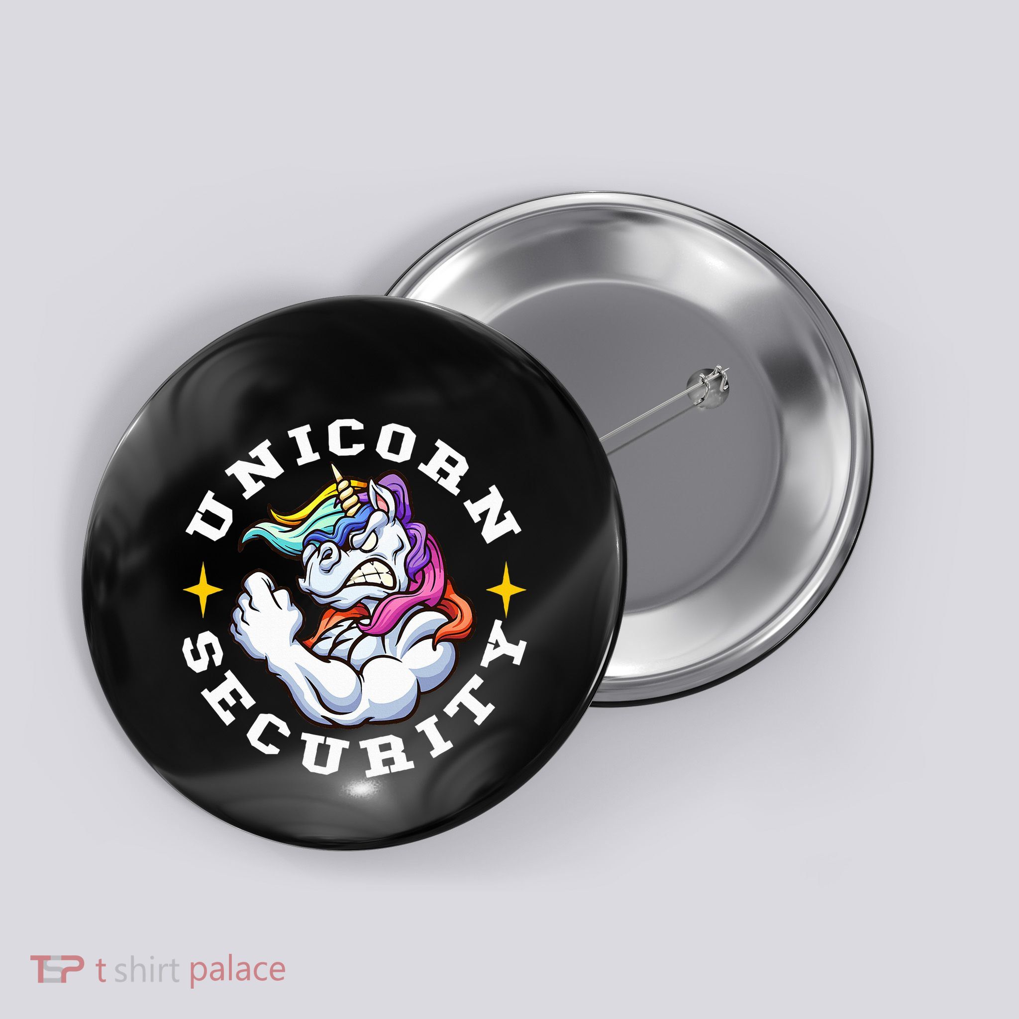 Unicorn Security Manly Muscular Unicorn Lovers Button