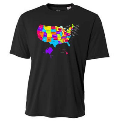 United States Map With States And Capital Cities Cooling Performance Crew T-Shirt