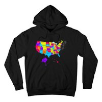 United States Map With States And Capital Cities Hoodie