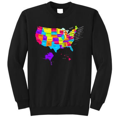 United States Map With States And Capital Cities Sweatshirt