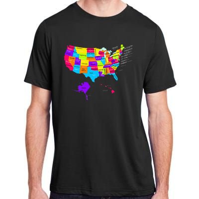 United States Map With States And Capital Cities Adult ChromaSoft Performance T-Shirt