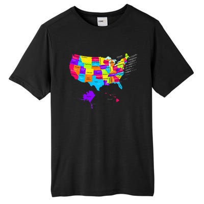 United States Map With States And Capital Cities Tall Fusion ChromaSoft Performance T-Shirt