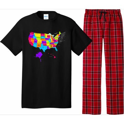 United States Map With States And Capital Cities Pajama Set