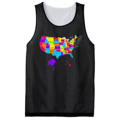 United States Map With States And Capital Cities Mesh Reversible Basketball Jersey Tank