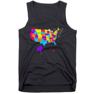 United States Map With States And Capital Cities Tank Top