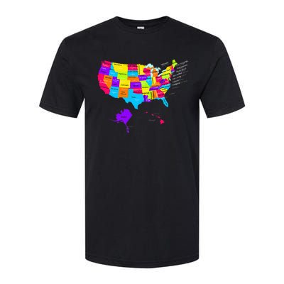 United States Map With States And Capital Cities Softstyle CVC T-Shirt