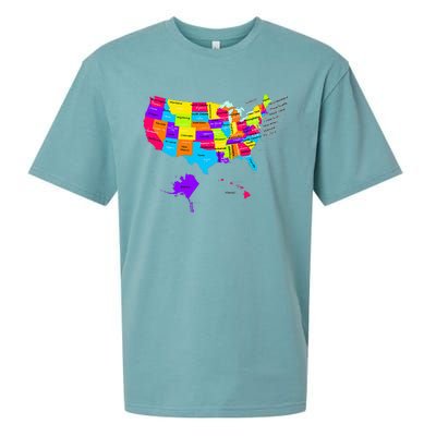 United States Map With States And Capital Cities Sueded Cloud Jersey T-Shirt