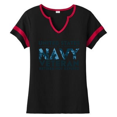 United States NA'VY Veteran Retired Not Expired Ladies Halftime Notch Neck Tee