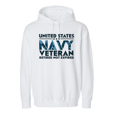 United States NA'VY Veteran Retired Not Expired Garment-Dyed Fleece Hoodie