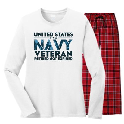 United States NA'VY Veteran Retired Not Expired Women's Long Sleeve Flannel Pajama Set 