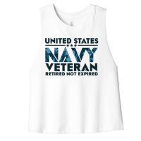 United States NA'VY Veteran Retired Not Expired Women's Racerback Cropped Tank