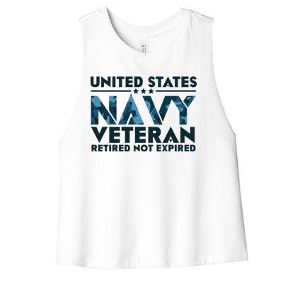 United States NA'VY Veteran Retired Not Expired Women's Racerback Cropped Tank