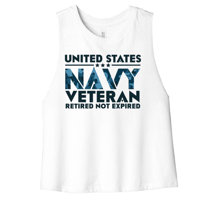 United States NA'VY Veteran Retired Not Expired Women's Racerback Cropped Tank