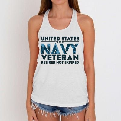 United States NA'VY Veteran Retired Not Expired Women's Knotted Racerback Tank