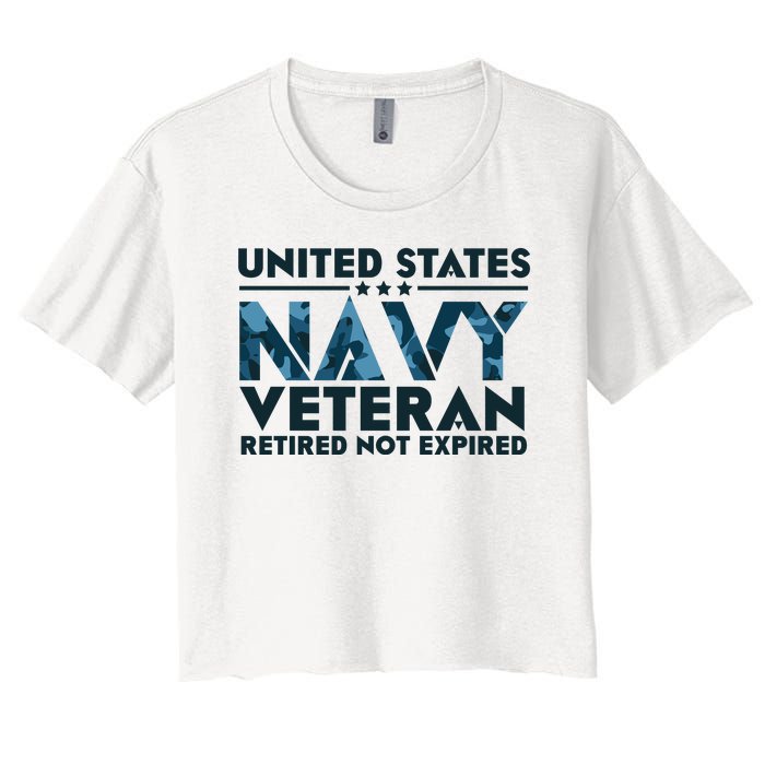 United States NA'VY Veteran Retired Not Expired Women's Crop Top Tee