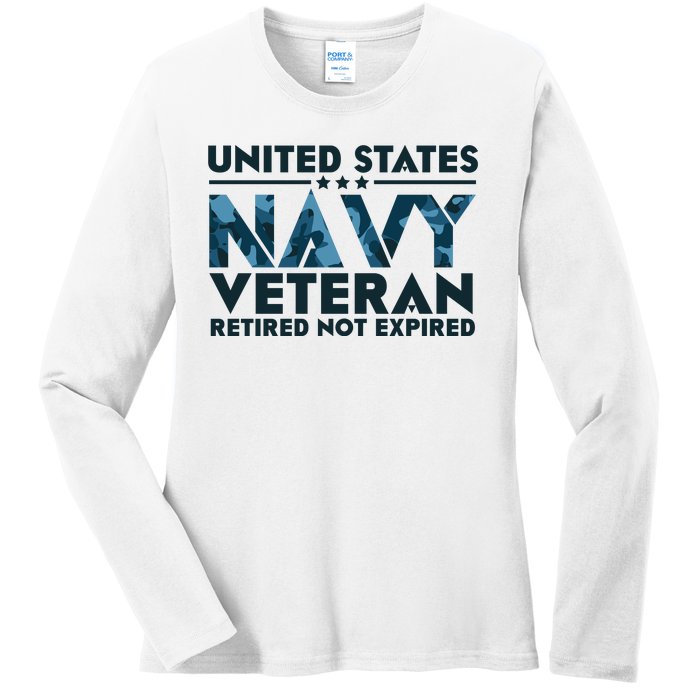 United States NA'VY Veteran Retired Not Expired Ladies Long Sleeve Shirt