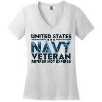 United States NA'VY Veteran Retired Not Expired Women's V-Neck T-Shirt