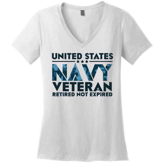 United States NA'VY Veteran Retired Not Expired Women's V-Neck T-Shirt