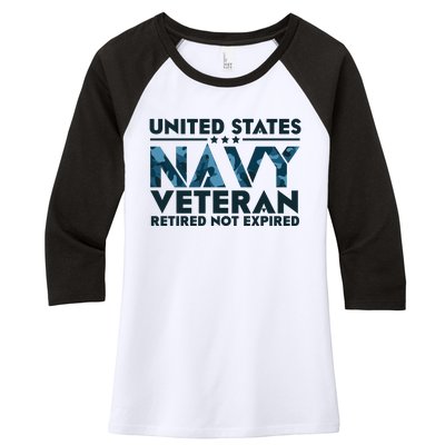 United States NA'VY Veteran Retired Not Expired Women's Tri-Blend 3/4-Sleeve Raglan Shirt