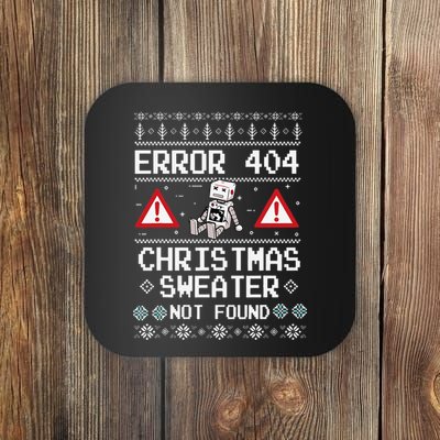 Ugly Sweater Not Found Error 404 Computer Funny Christmas Coaster