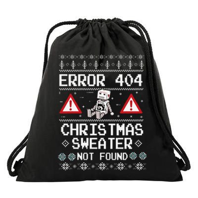 Ugly Sweater Not Found Error 404 Computer Funny Christmas Drawstring Bag