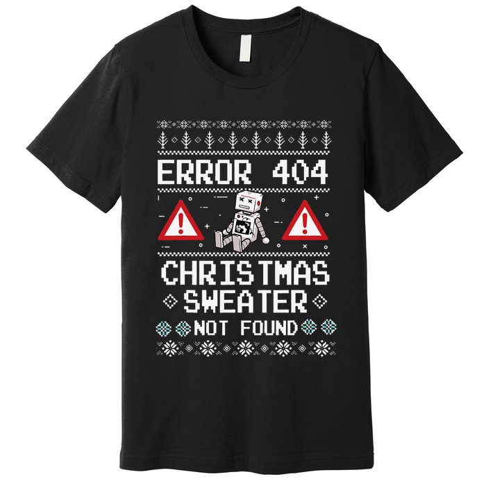 Ugly Sweater Not Found Error 404 Computer Funny Christmas Premium T-Shirt