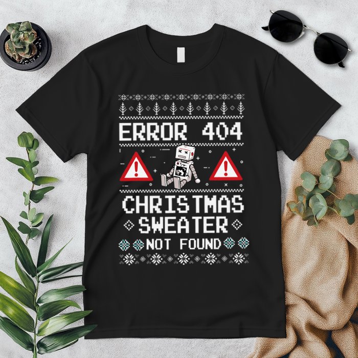 Ugly Sweater Not Found Error 404 Computer Funny Christmas Premium T-Shirt