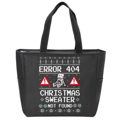 Ugly Sweater Not Found Error 404 Computer Funny Christmas Zip Tote Bag