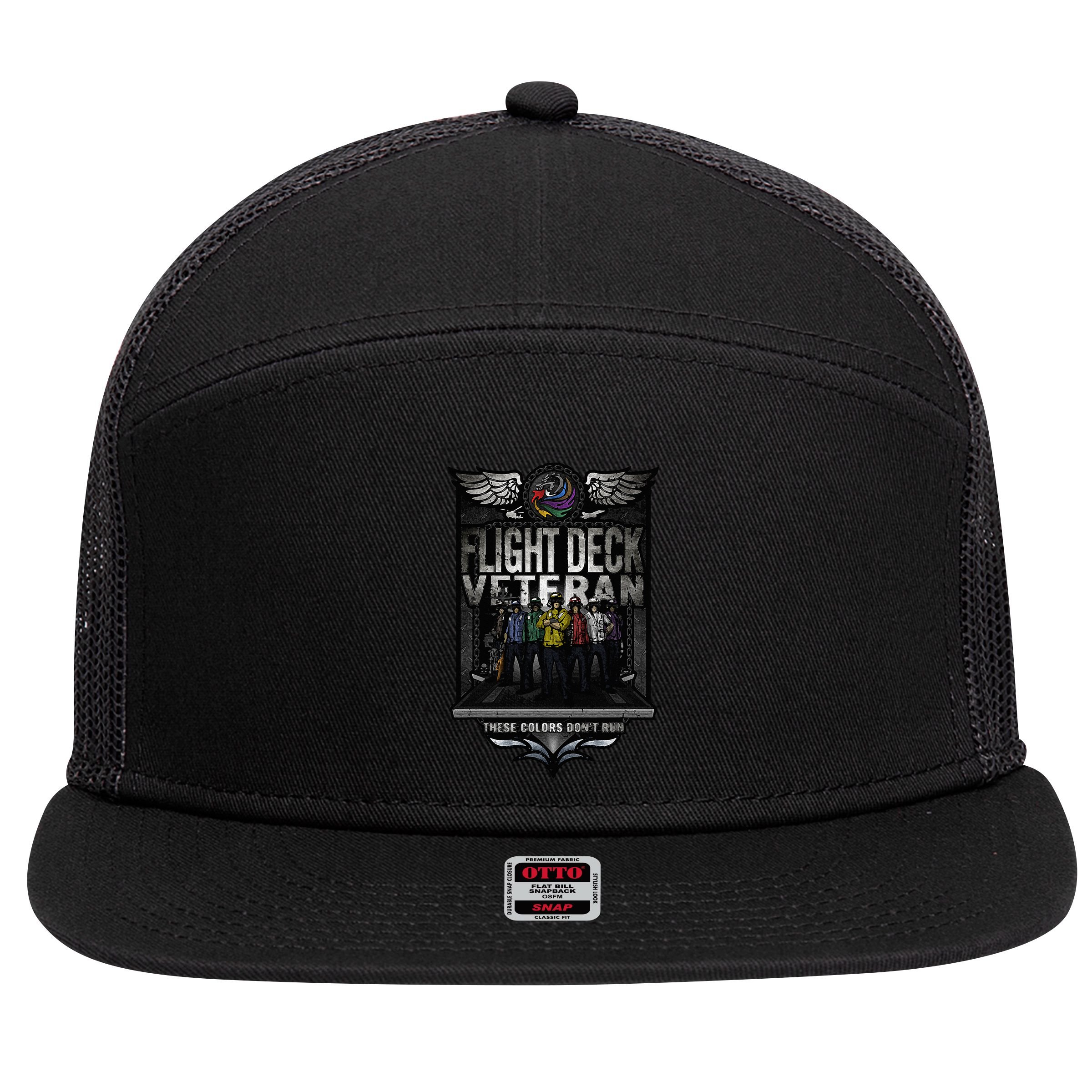 United States Naval Aircraft Carrier Flight Deck Veteran 7 Panel Mesh Trucker Snapback Hat