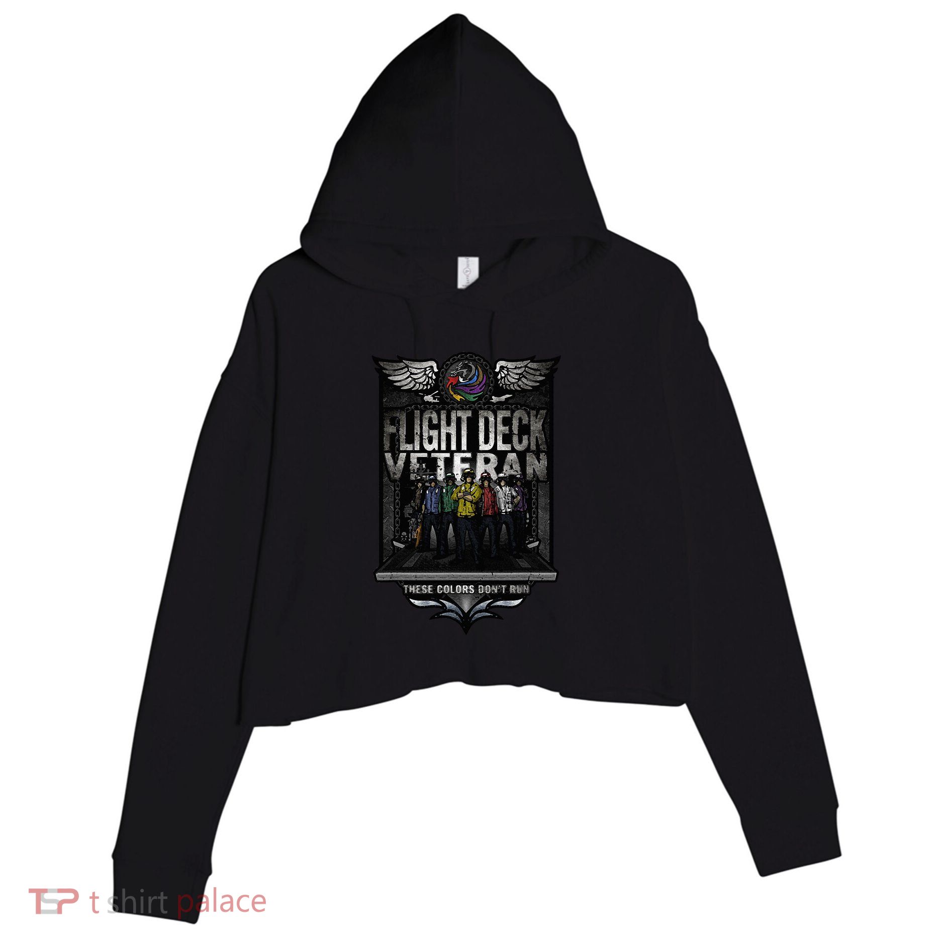 United States Naval Aircraft Carrier Flight Deck Veteran Crop Fleece Hoodie