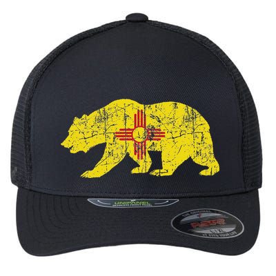 Usa State New Mexico Flag Bear Red Zia Sun Symbol Flexfit Unipanel Trucker Cap