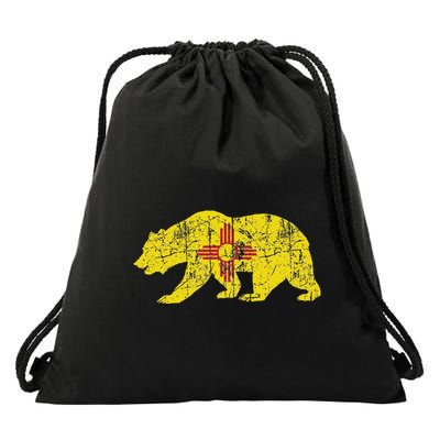 Usa State New Mexico Flag Bear Red Zia Sun Symbol Drawstring Bag