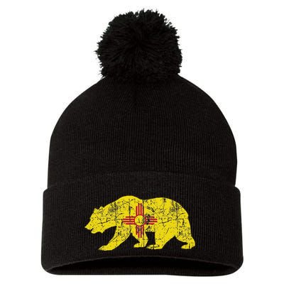 Usa State New Mexico Flag Bear Red Zia Sun Symbol Pom Pom 12in Knit Beanie