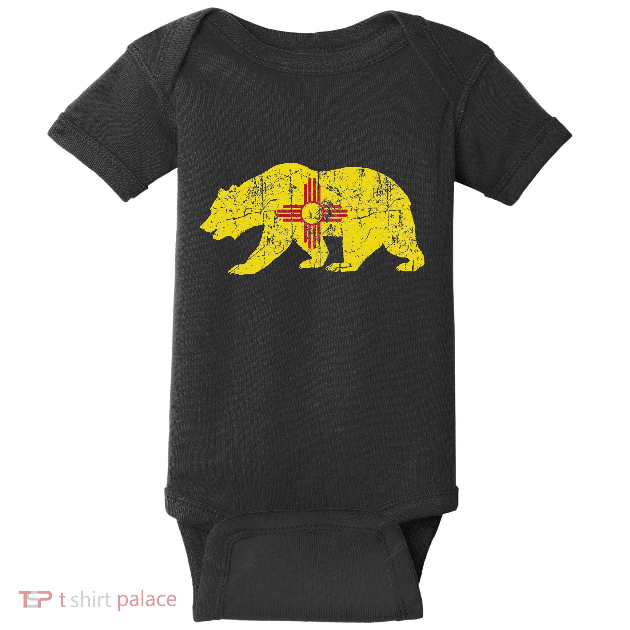 Usa State New Mexico Flag Bear Red Zia Sun Symbol Baby Bodysuit
