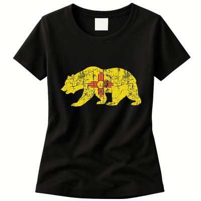 Usa State New Mexico Flag Bear Red Zia Sun Symbol Womens T-Shirt