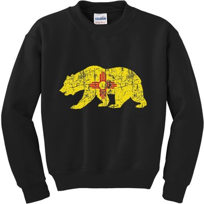 Usa State New Mexico Flag Bear Red Zia Sun Symbol Kids Sweatshirt
