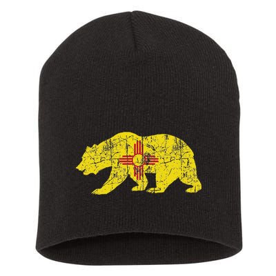 Usa State New Mexico Flag Bear Red Zia Sun Symbol Short Acrylic Beanie