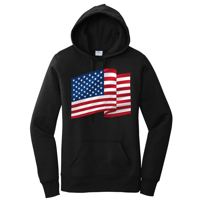 United States Of America Flag Waving Women's Pullover Hoodie