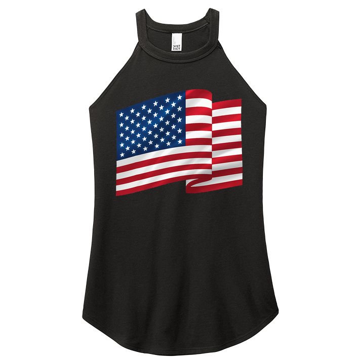 United States Of America Flag Waving Women's Perfect Tri Rocker Tank