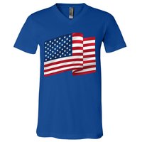 United States Of America Flag Waving V-Neck T-Shirt