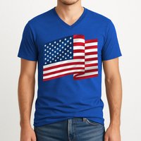 United States Of America Flag Waving V-Neck T-Shirt
