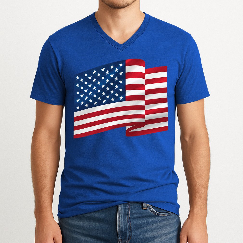 United States Of America Flag Waving V-Neck T-Shirt