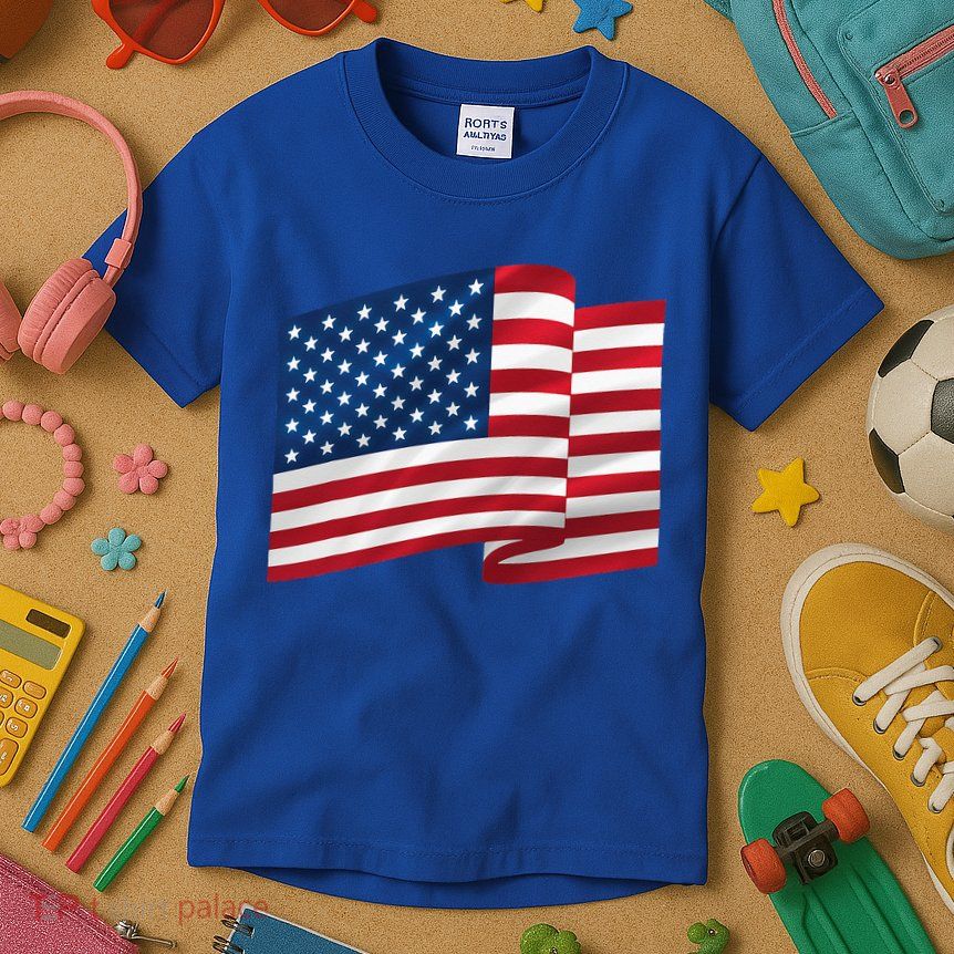 United States Of America Flag Waving Kids T-Shirt