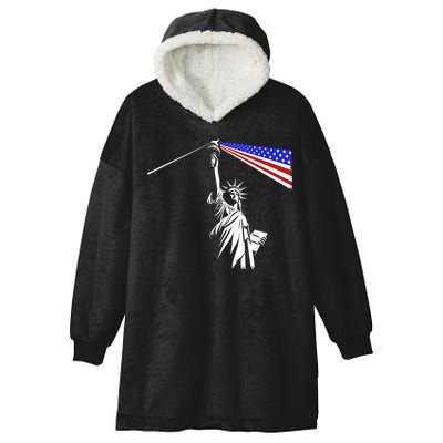 Usa Statue Of Liberty 4th Of July Novelty Funny Patriotic Hooded Wearable Blanket