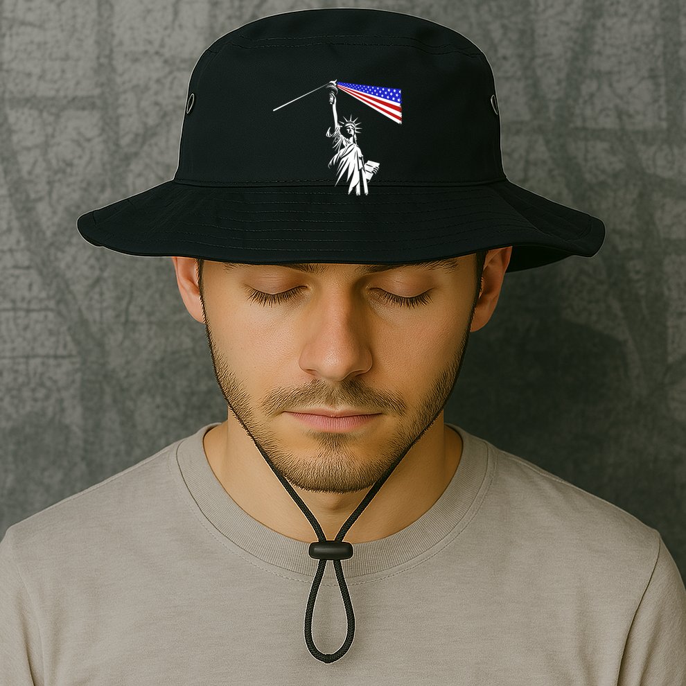 Usa Statue Of Liberty 4th Of July Novelty Funny Patriotic Bucket Hat